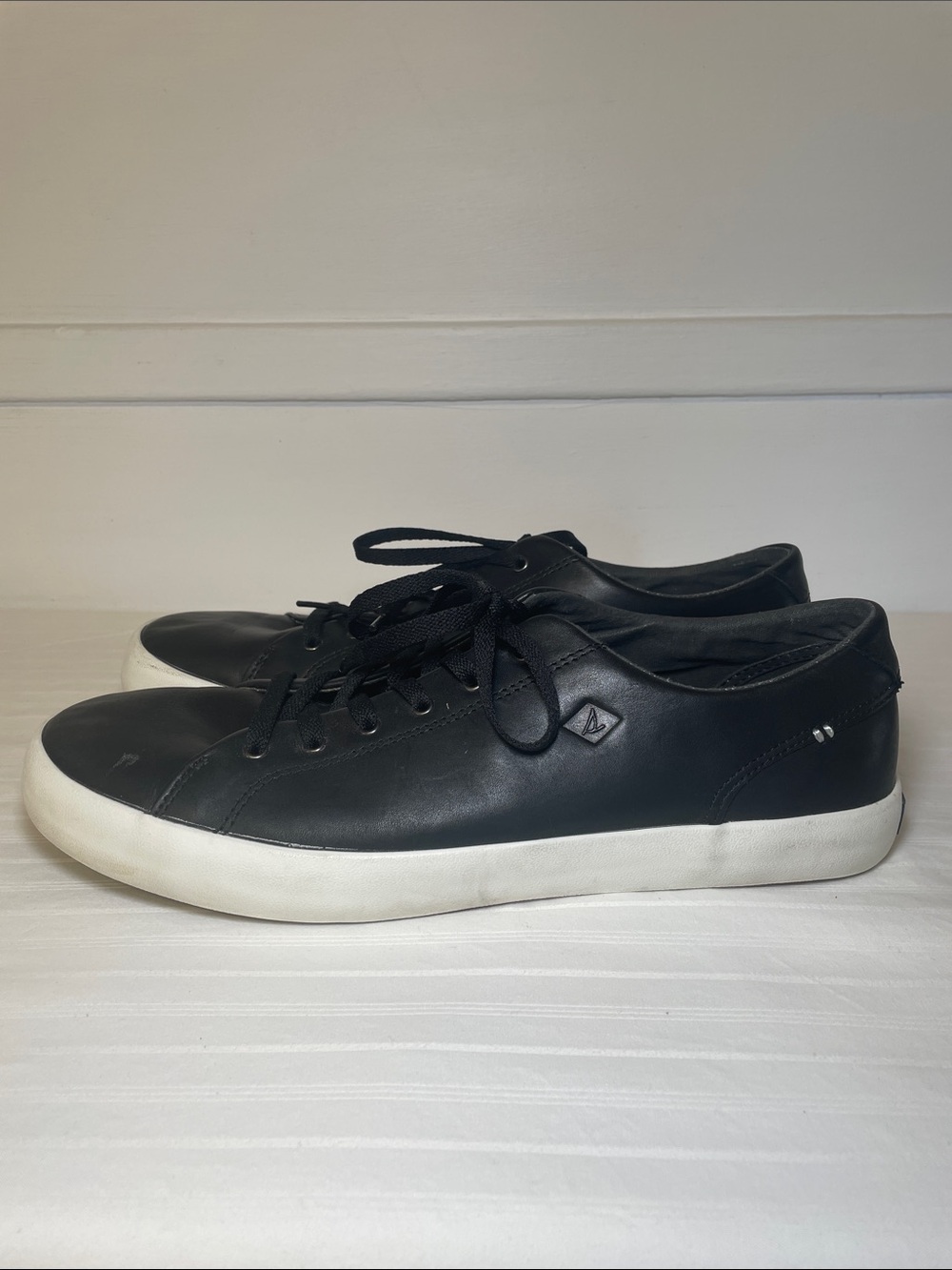 Sperry Top-Sider Men's Black Leather lace up sneakers casual work shoes size 11